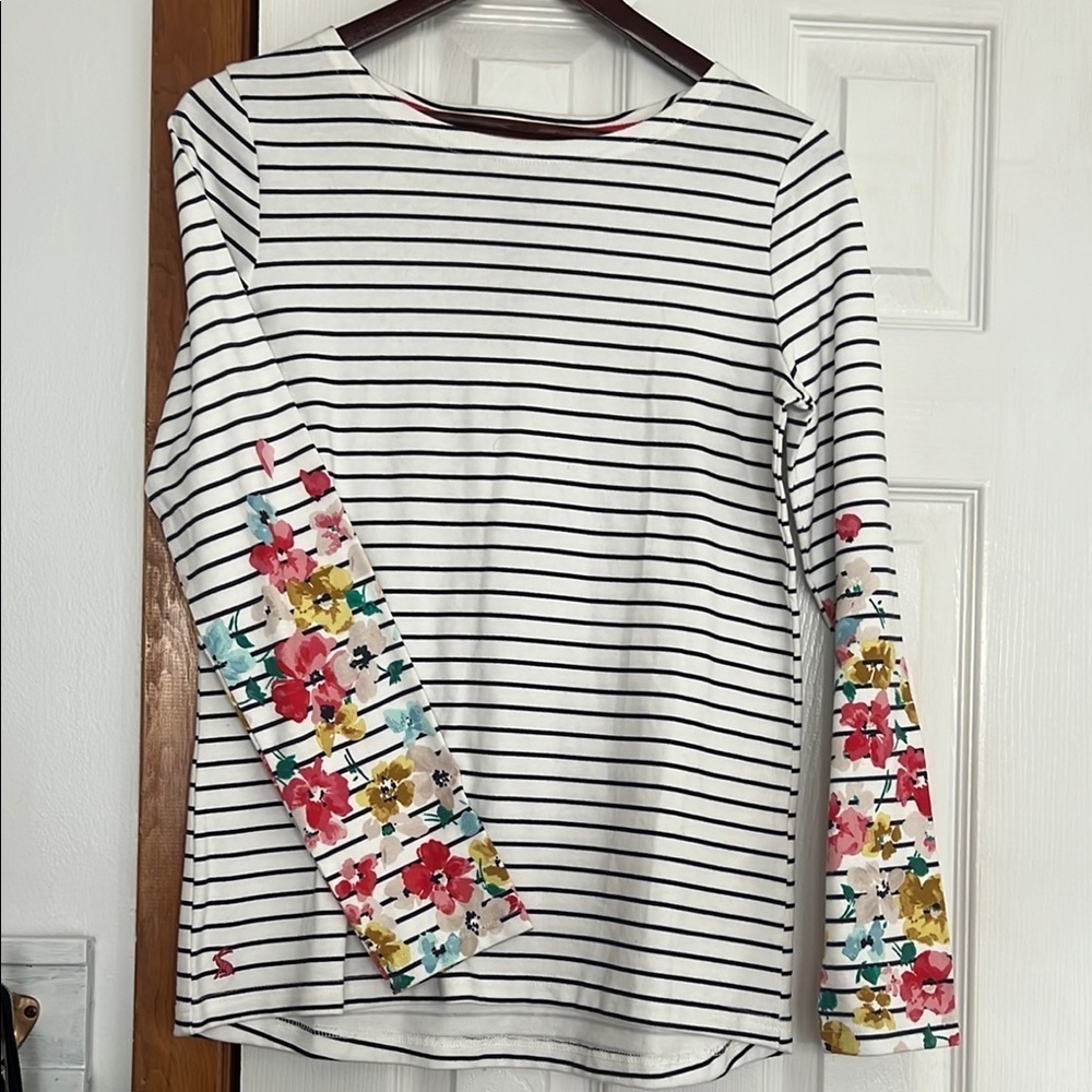 Striped Long Sleeve Top with Floral Accents - Picture 3 of 6